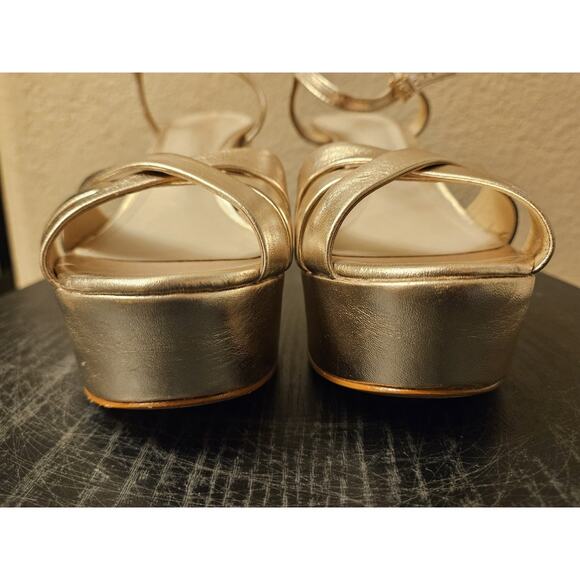 New! Schutz KEEFA Metallic Gold Leather Platform Sandal Size 8B $158 - Picture 13 of 16
